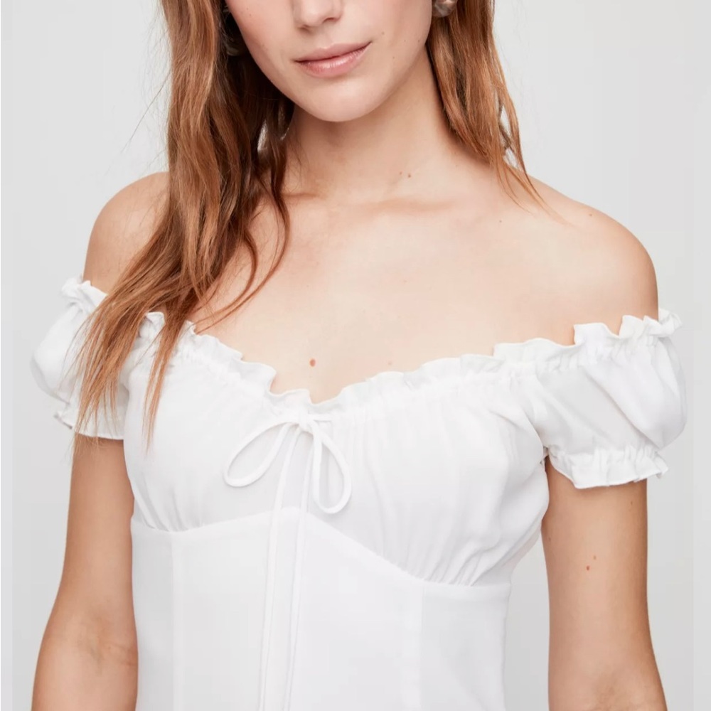 Aritzia Wilfred Savita White Mini Summer Bridal Vacation Dress Sz XXS, L - Picture 3 of 8